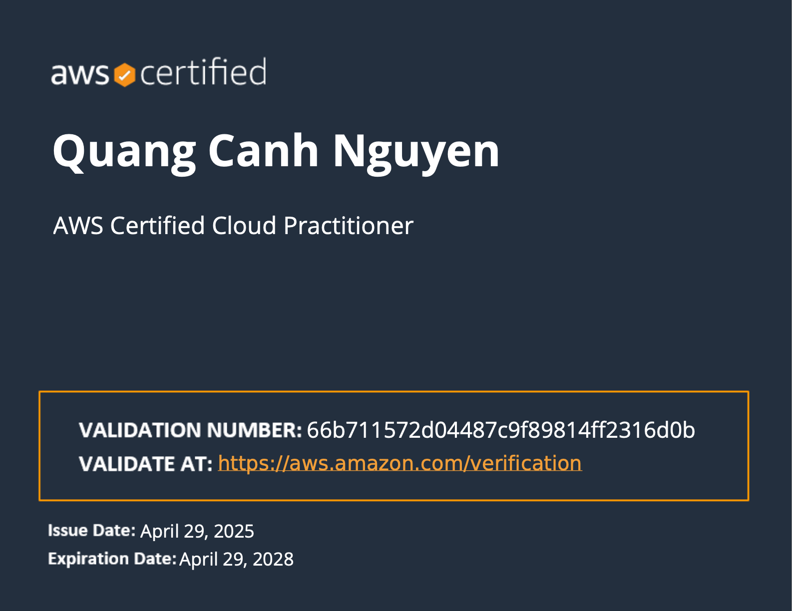 AWS Certified Cloud Practitioner Certificate